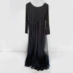 Soft Surroundings Isabetta Black 100% Silk Maxi Dress Size M
